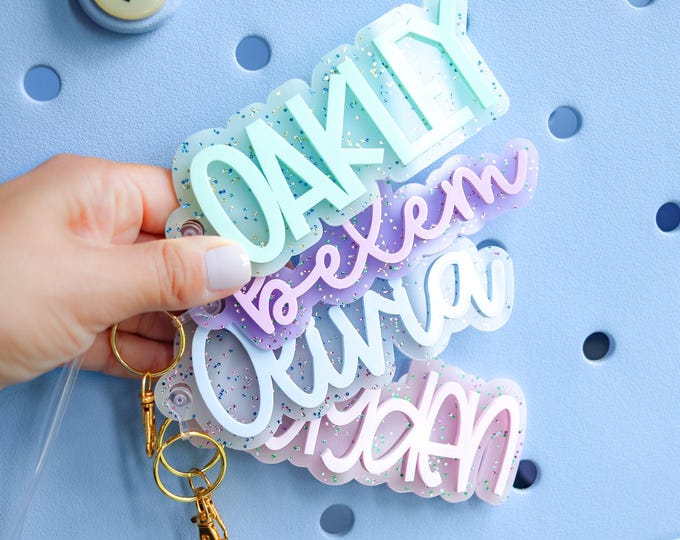 Backpack Name Tag | Backpack Name Keychain for Kids | Personalized Name Tag | Diaper Bag Tag | Lunch Box Tag | Kids Tag | Glitter Name Tag