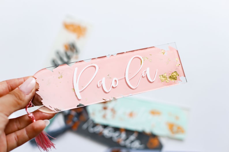 Personalized Bookmark Acrylic Bookmark With Name Hand Painted Etsy