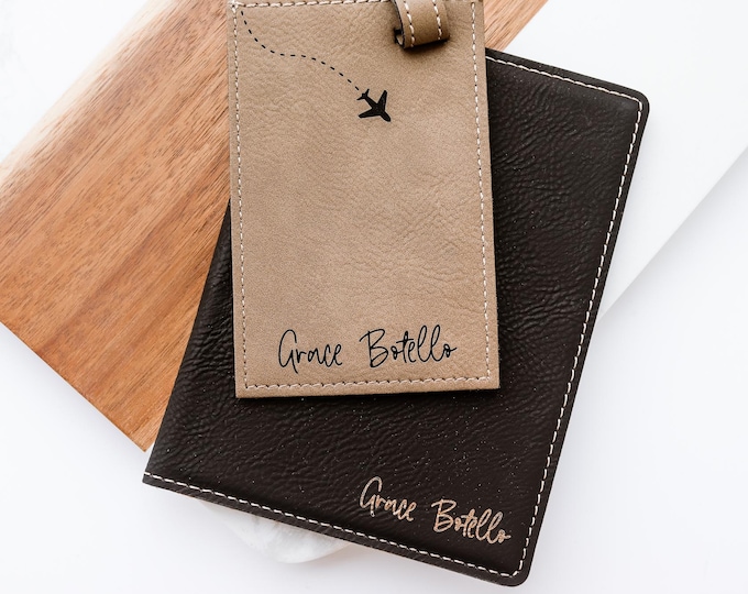 Passport cover personalized, Travel Gift Set, Personalized Luggage Tag, Passport Holder, Personalized Passport Cover & Luggage Tag Set