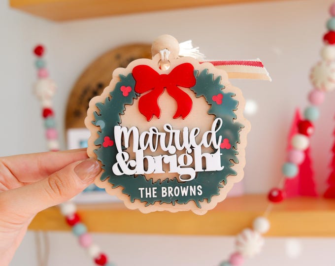 First Christmas Married Ornament, Engagement Ornament, First Christmas Married