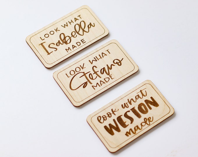 Look what I made Magnet, look what I made magnet, Personalized Kids Fridge Magnet, Wood Kids Artwork Display Magnet Toddler art Magnet,