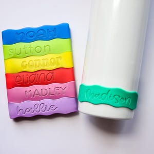 Personliga flaskband, silikonband, återanvändbara etiketter, skola, dagis, sport, namnband, anpassade, vattentäta, etiketter för sippringar, band bild 2