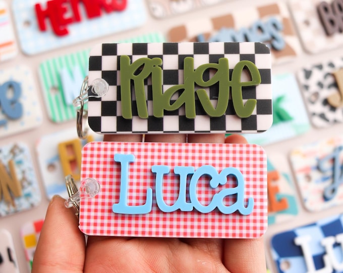 Personalized Name Bag Tag, Boys Backpack Tag, Diaper Bag Tag, Bag Tag For Boy, Custom Name Tag, Kids Name Keychain, Boys Name Tag