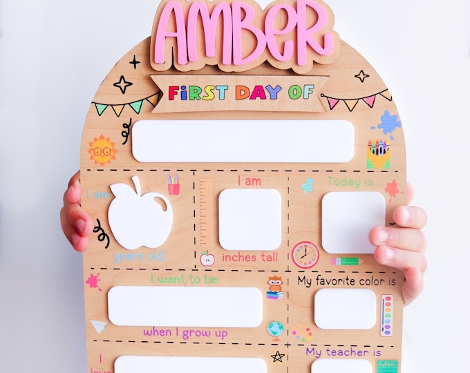 First Day of School Sign, Personalized first day of school photo prop, for kids, First & Last Day of School Interchangeable Sign