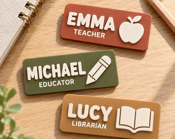 Personalized Teacher Name Badge, Custom Acrylic School Staff Name Tag, School district office gift, Principal Assistant Badge
