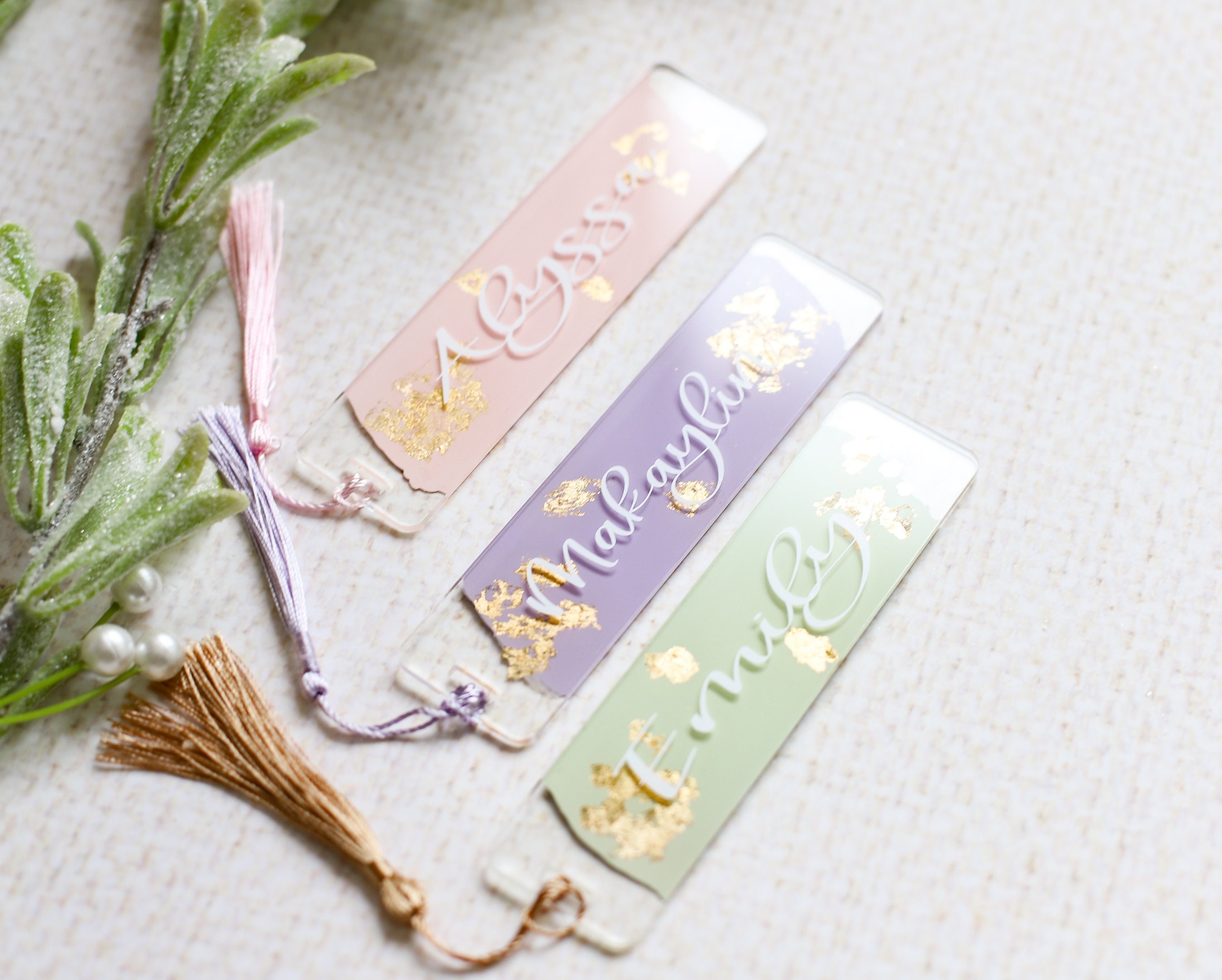 Custom Floral Monogram  Copper Acrylic Bookmark — Lucca