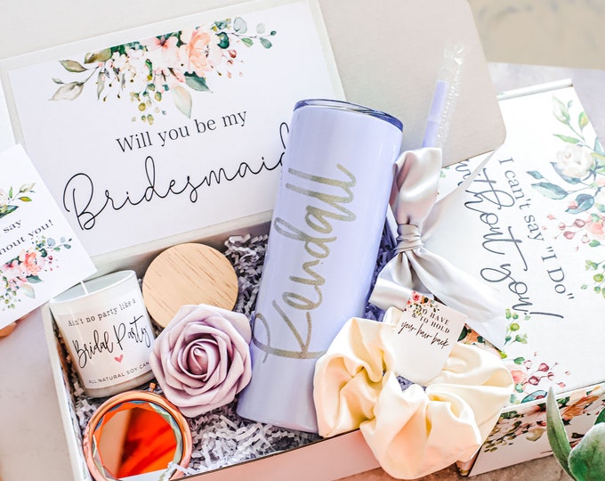 Will You Be My Bridesmaid Proposal Box Set, Personalized Bridesmaid Gift Box Set, Matron of Honor, Maid of Honor, Bridesmaid Tumbler