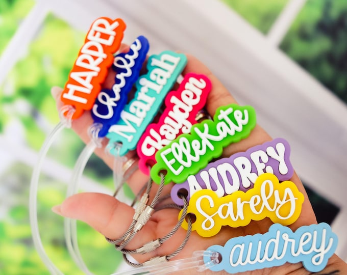 Custom Name Water Bottle Tag, Backpack Name Tag, Lunch Bag Tag, Diaper Bag Tag, Kids Personalized Bottle tag, School Name Label for bottle
