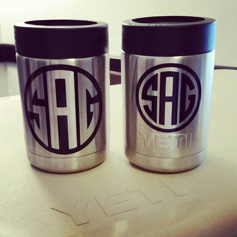 1 Monogrammed Decal Yeti tumbler Circle Monogram Etsy