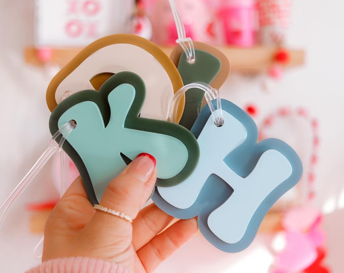 Initial Keychain, Backpack Tag, Water Bottle Name Tag, Varsity Letter Tag, Personalized Bag Tag, Luggage Tag, Sports Bag Name Tag