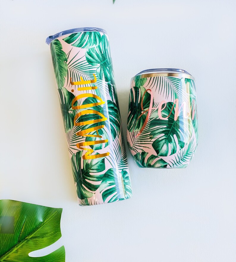 Palm tree tumbler tropical cup summer cup bestie gift best Etsy.de