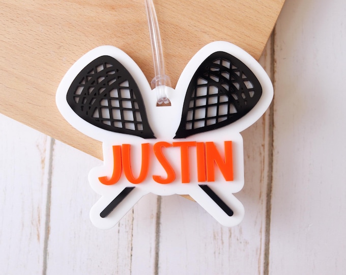Personalized Lacrosse Goali Bag Tag,  name tag, custom Lacrosse Goali keychain for backpack, Lacrosse Goali mom name tag, back to school tag