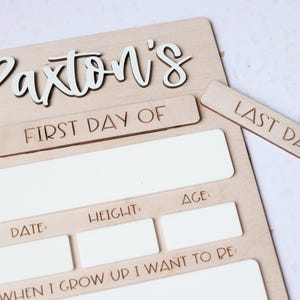 Personalized First Day of School Sign, Last Day of School Sign, Custom Dry Erase Sign, Reusable Back to School Sign, Back to School Board