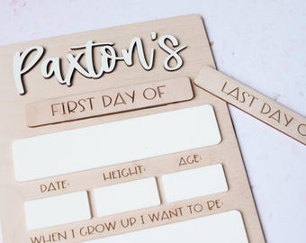 Personalized First Day of School Sign, Last Day of School Sign, Custom Dry Erase Sign, Reusable Back to School Sign, Back to School Board