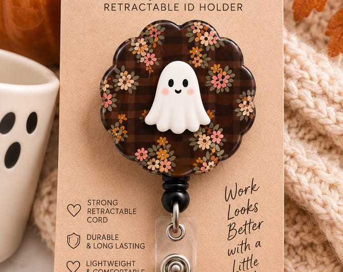 Personalized Badge Reel, Retractable ID Badge Holder, Initial Badge Reel, Nurse Teacher Badge Reel, Halloween Badge, Fall ID Badge reel