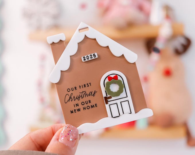 Our First Home Ornament, First Christmas in New Home, Personalized House Ornament