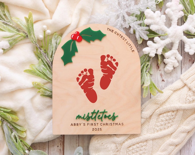 My First Christmas, Newborn Sign, Baby Footprint Kit
