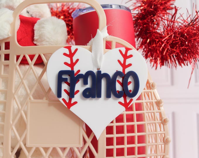 Baseball Name Tag, Valentines Name Tags, Personalized Valentine Tag, Basket Name Tag, Valentines Keepsake, Personalized Tag