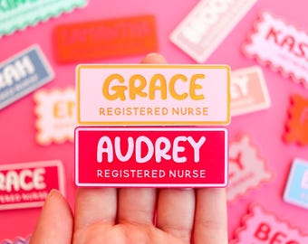 Badge magnétique personnalisé, badge personnalisé en acrylique, badge nominatif amusant pour enseignant, badge nominatif pour infirmière, badge professionnel personnalisé, badge nominatif pour infirmières