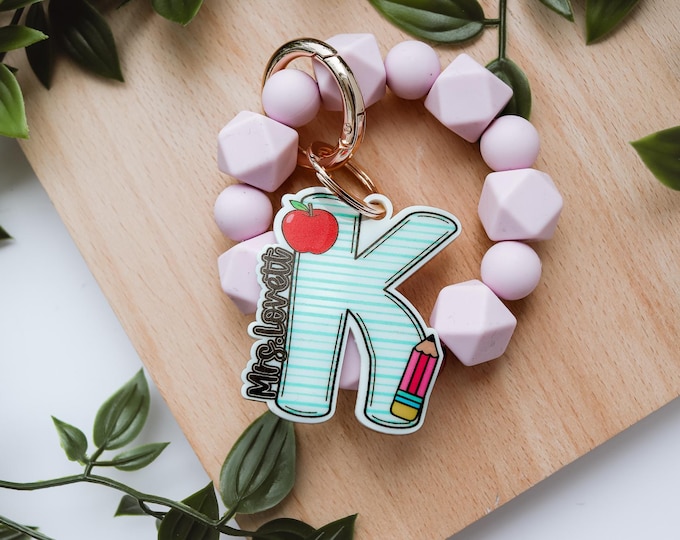teacher key lanyard wristlet, Custom Lanyard Keychain, Teacher keychain, wristlet keychain, Custom Keychain, Key Holder, Badge Lanyard, tag
