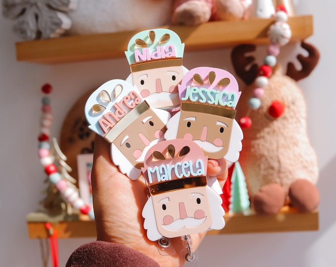Nutcracker Badge Reel, Christmas Badge Reel, Nurse ID Holder, Christmas Gift for Nurse