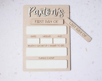 Personalized First Day of School Sign, Last Day of School Sign, Custom Dry Erase Sign, Reusable Back to School Sign, Back to School Board