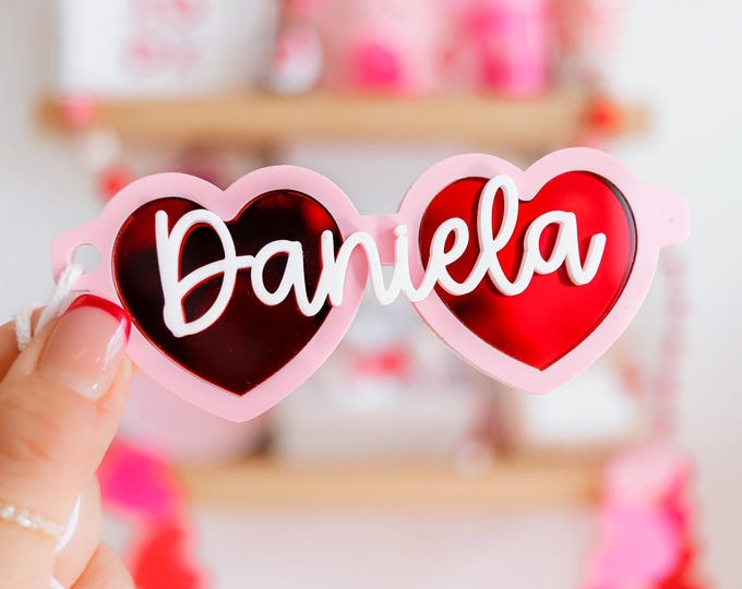 name tag, valentines cherry sunglasses, valentines gift for teens, teen valentines gift, preteen valentines gift, bag name tag