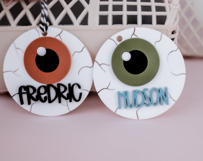 Halloween Basket Tag, Halloween Tag, Creepy Cute, Boo Basket Tag, Spooky Halloween, Halloween Trick or Treat Bag, Personalized Tag Eye tag
