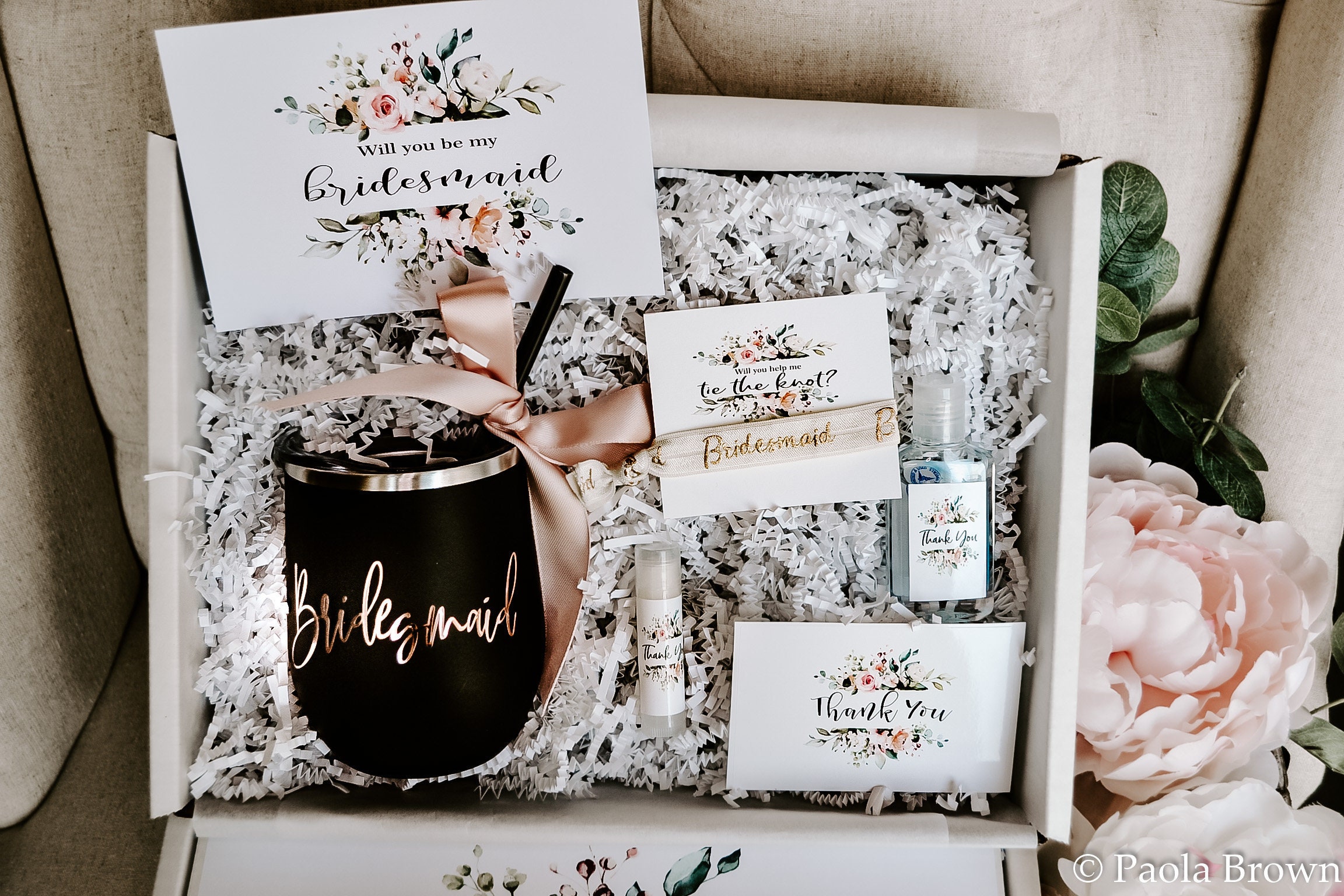 Bridesmaid Gift Box Bridesmaid Box Set Asking Bridesmaid Rose Gold