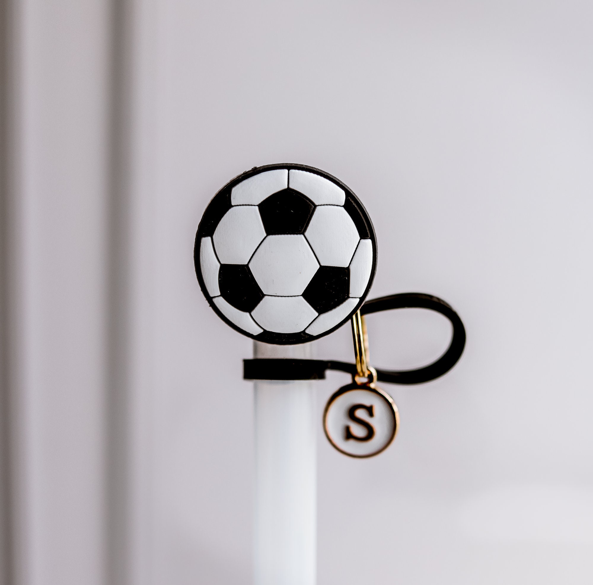 Football Party Straw Topper, Customizable Silicone Drink Accessory, Football-Themed Tumbler, Green and White Color Options