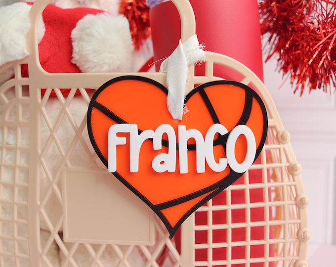 Basketball Name Tags, Valentines Name Tags, Personalized Valentine Tag, Basket Name Tag, Valentines Keepsake, Personalized Tag
