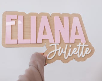 Letrero con nombre para guardería, letrero con nombre, letrero con nombre para niños, nombre de bebé, placa con nombre para puerta, decoración de pared de oficina, nombre de habitación de niños 3, placa con nombre para guardería, letrero