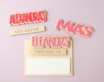 Reusable First and Last Day of School Sign, Personalized First day of school sign, Erasable school sign,First Day School Wooden School Board