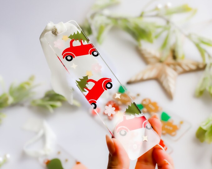 old red christmas truck  bookmark Vintage Bookmark Gingerbread bookmark Christmas Bookmark, gingerbread gift  personalized bookmark custom