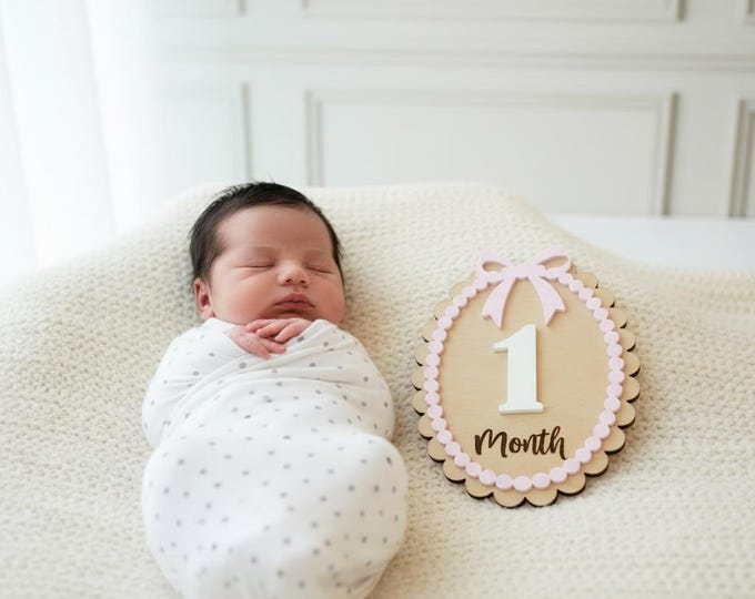 Baby Month Milestone Girl Baby Milestone Card Baby Girl Nursery Decor Personalized Baby Milestone Marker Gift Baby Photo Prop