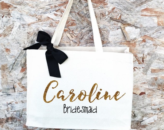 Bridesmaid Tote, Bridesmaid Gift, Bridesmaid Gift Idea, Bridesmaid Bag, Destination wedding gift, Bride Team tote, Bride tote,