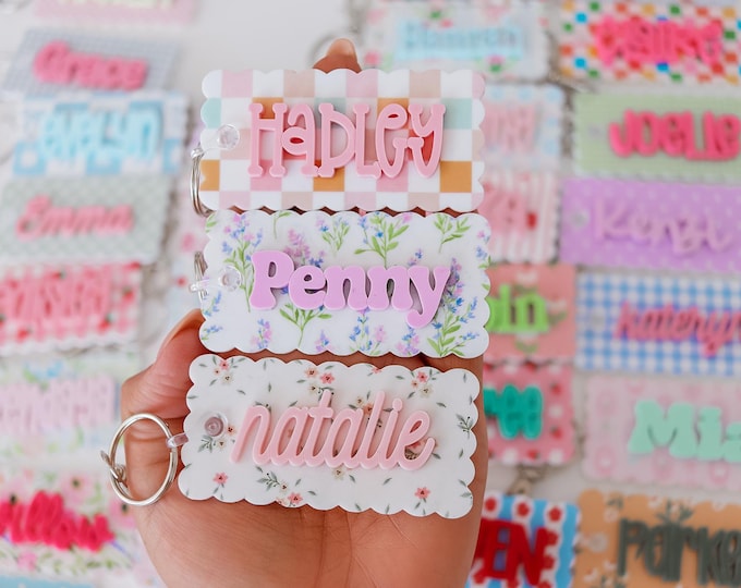 Custom Backpack Tag | Personalized Backpack Name Tag for Girls | Custom Acrylic Name Keychain | Cute School Bag Tag | Back to School Gift