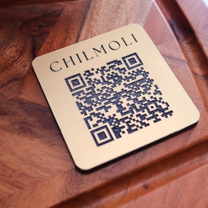 Personalized Engraved QR Code Plaque, QR code Contactless Menu for Restaurant, Hotel, Bar, Instagram, Facebook, Google Reviews QR Code