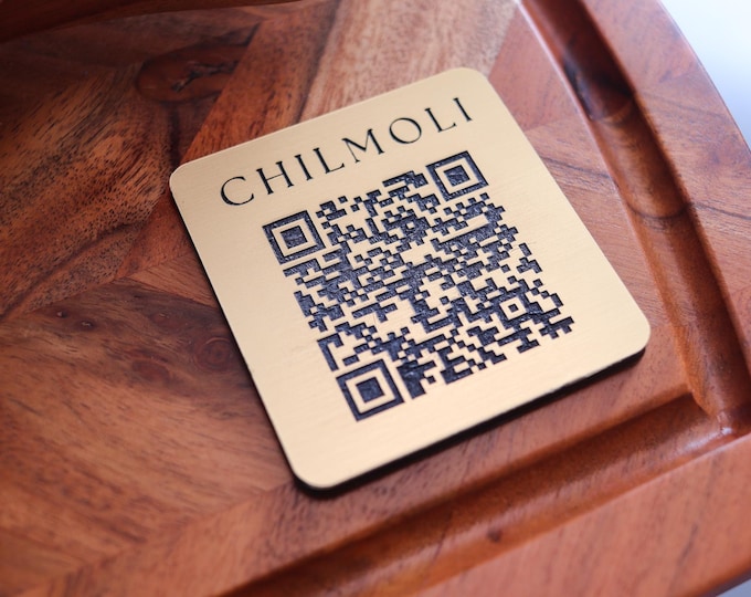 Personalized Engraved QR Code Plaque, QR code Contactless Menu for Restaurant, Hotel, Bar, Instagram, Facebook, Google Reviews QR Code
