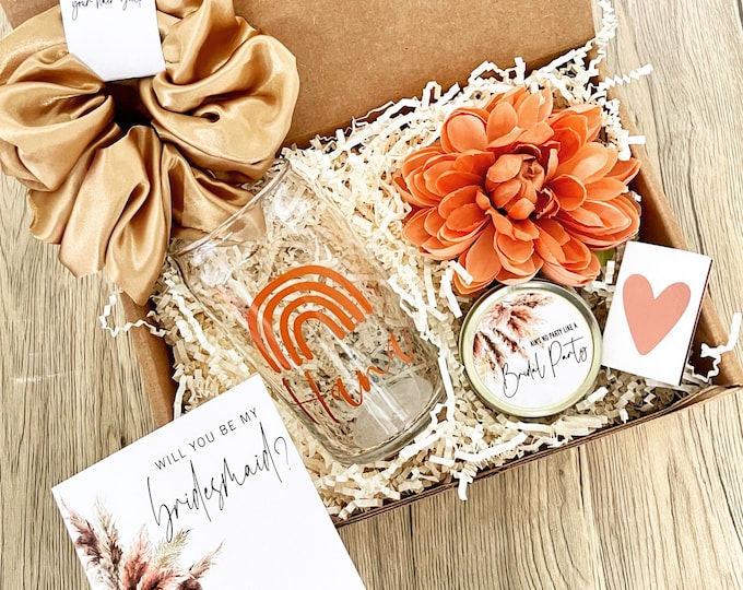 Neutral tones wedding, terracotta Wedding, pampas wedding, sage greenery I can't say I do box, Bridesmaid Proposal Box, Terracota Wedding