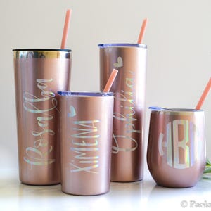 Rose gold tumbler, rose gold, Custom gift, Bridesmaid Gift, Personalized tumbler,  custom Tumbler, Personalized Cup, personalized