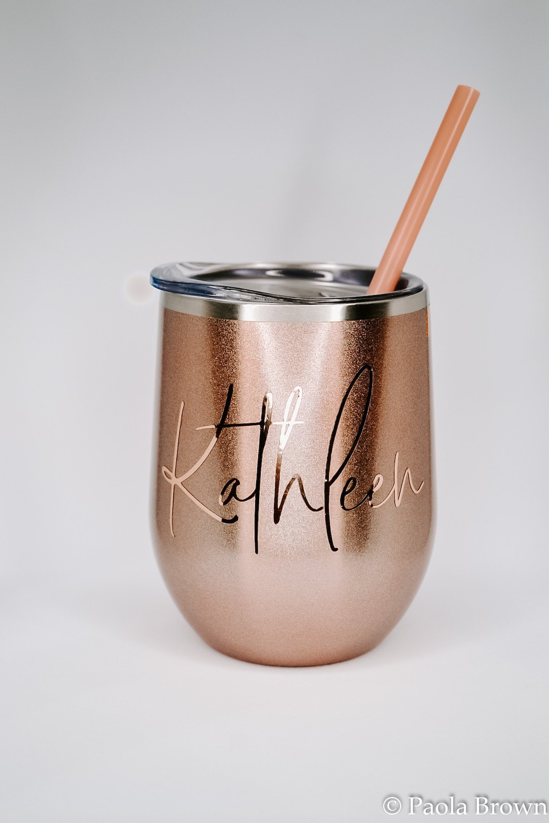 Rose Gold Wine Tumbler, Custom Wine Glasses, Personalize Wine Glasses