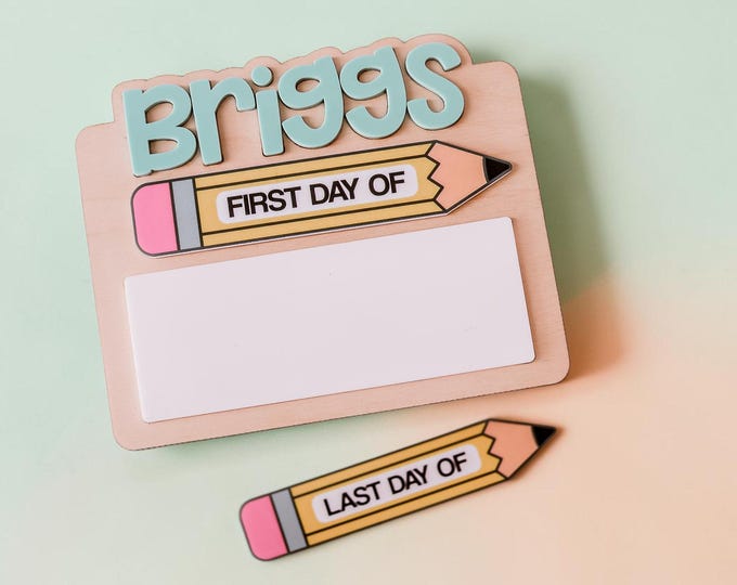 Back to school sign, first day of school sign, Back to school board pencil school board, first and last day of school sign 1st day of school