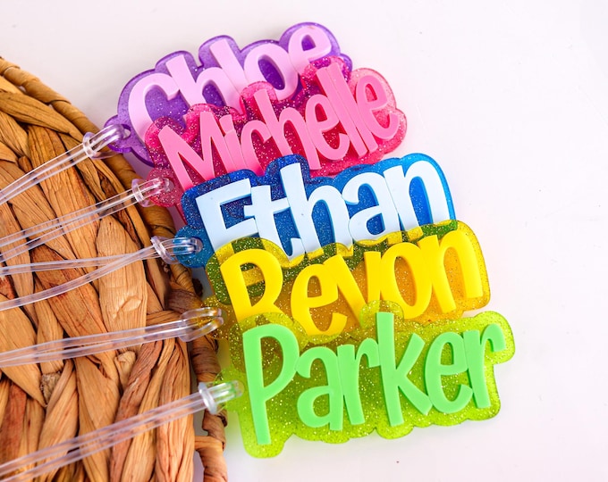 Glitter keychainPersonalized Name Keychain Glitter Acrylic Custom Name Keychain Custom Bag Tag Backpack Tag Kids Name Tag Personalized Gift