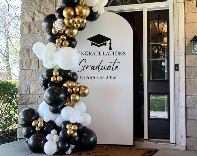 Custom Graduation Decal for Party Arch Personalized Grad Party Sign DIY Backdrop Decal for Rented Arch Class of 2026 Graduation Party Sign
