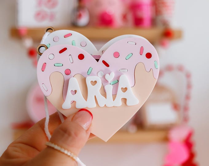 Personalized  Name tag, ice cream name tag, donut name tag, heart shape name tag, cute backpack tag, valentines gift for kids, tag