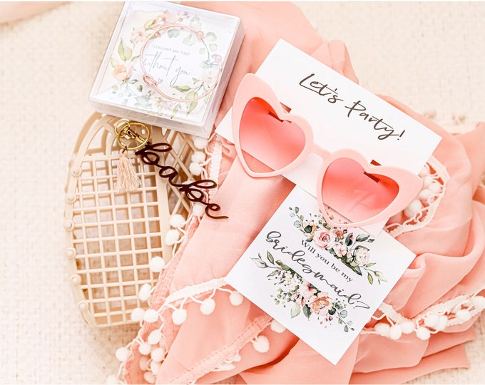 Bridesmaid Proposal Gift set, bachelorette party favors, bachelorette pool party, retro jelly bag, bridesmaid sunglasses, girls trip gifts
