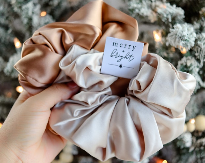 Christmas Scrunchies | Silk Satin Hair Scrunchies | Neutral Silk Scrunchies |  Silk Satin Scrunchies | Hair Ties | Christmas Gift