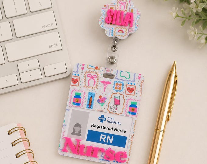 Nurse Custom Badge Buddy, Nurse Badge Buddy, Nursing Student, Nurse Badge Reel, Personalized ID Holder, Teacher Badge Reel, RN Badge Buddy