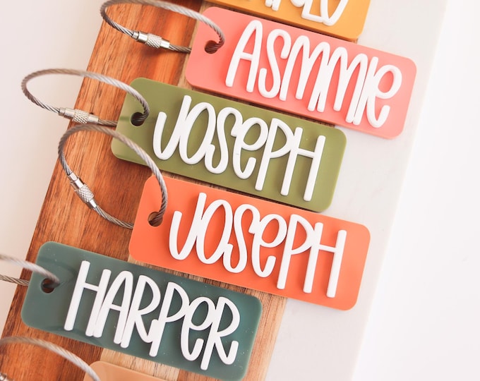 Name Acrylic Bag Tag Keychain Backpack Tags Kids Tags Keychain Acrylic Name Tag Lunch Box Tag Luggage Tag Diaper Bag Tag Kids Backpack Tag